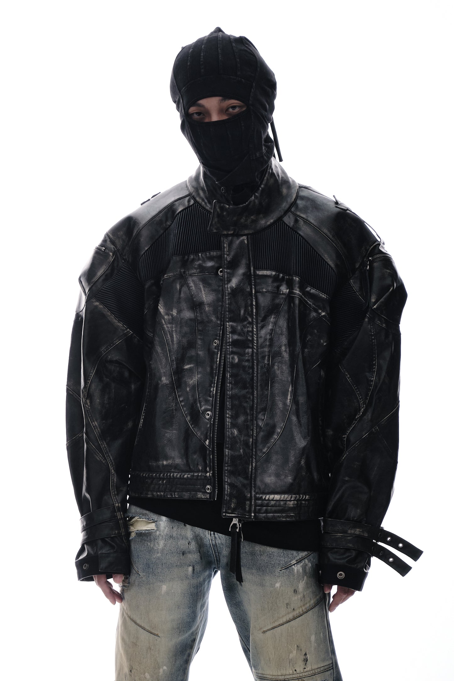 Vintage leather biker jacket