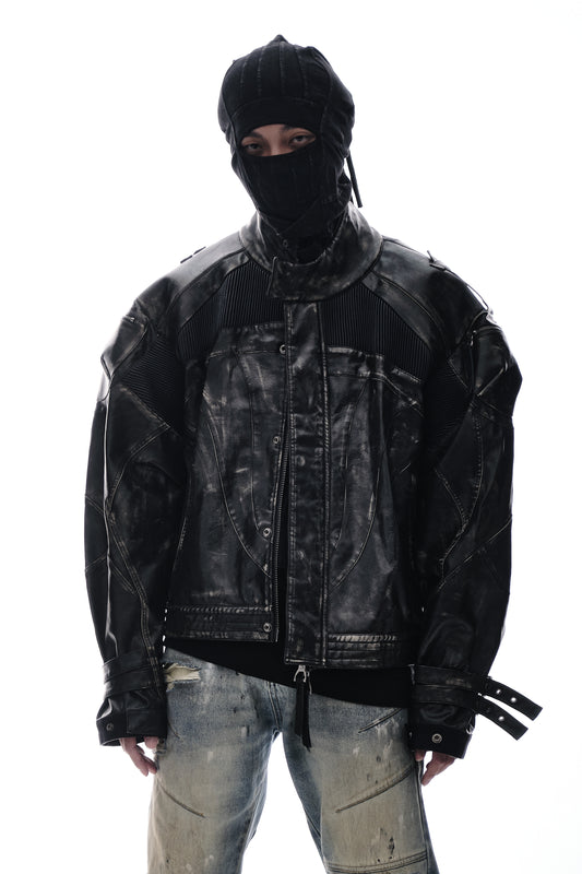 Vintage leather biker jacket