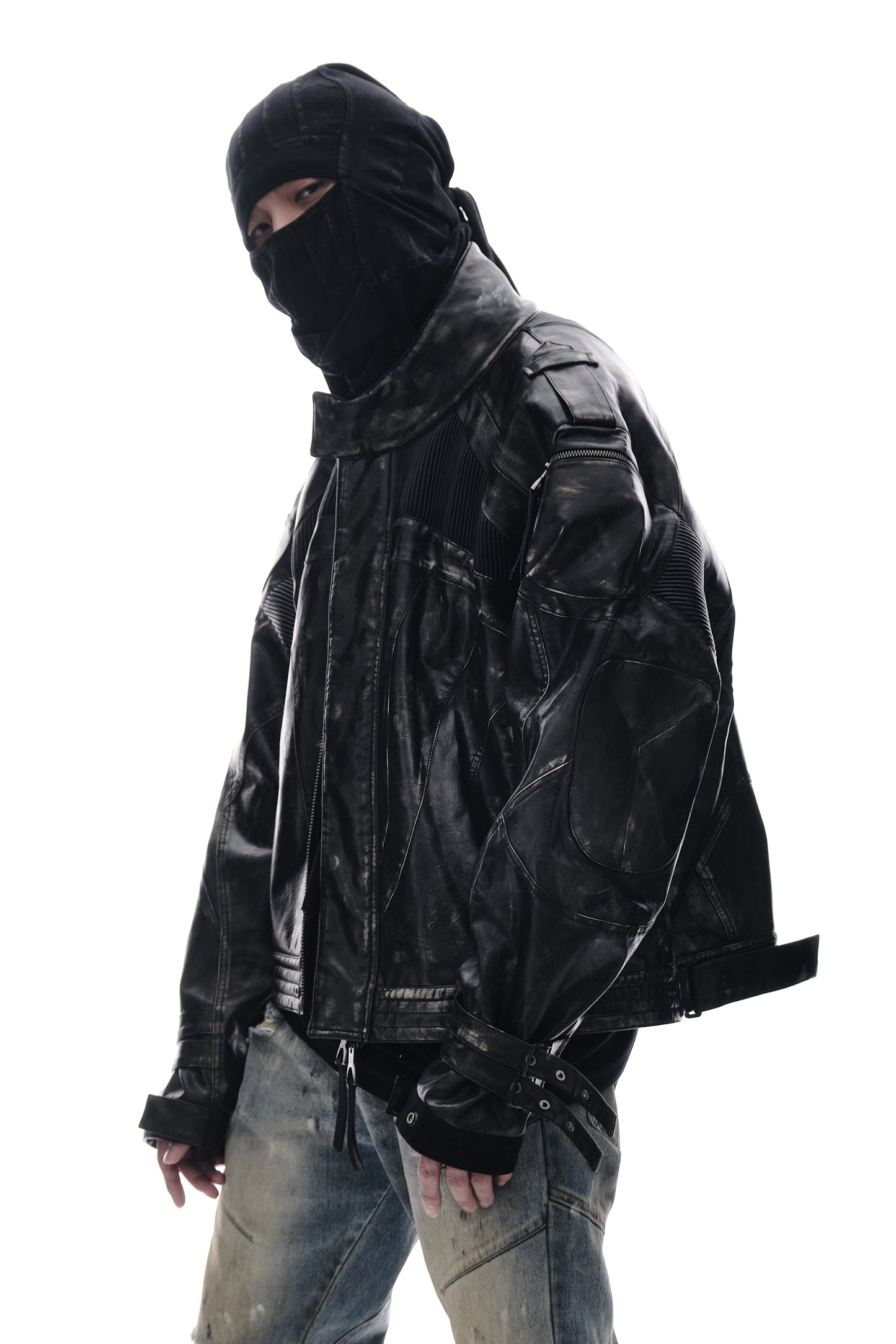 Vintage leather biker jacket