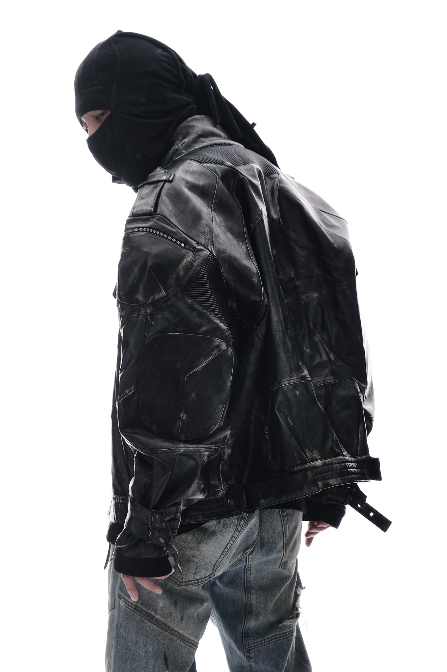 Vintage leather biker jacket