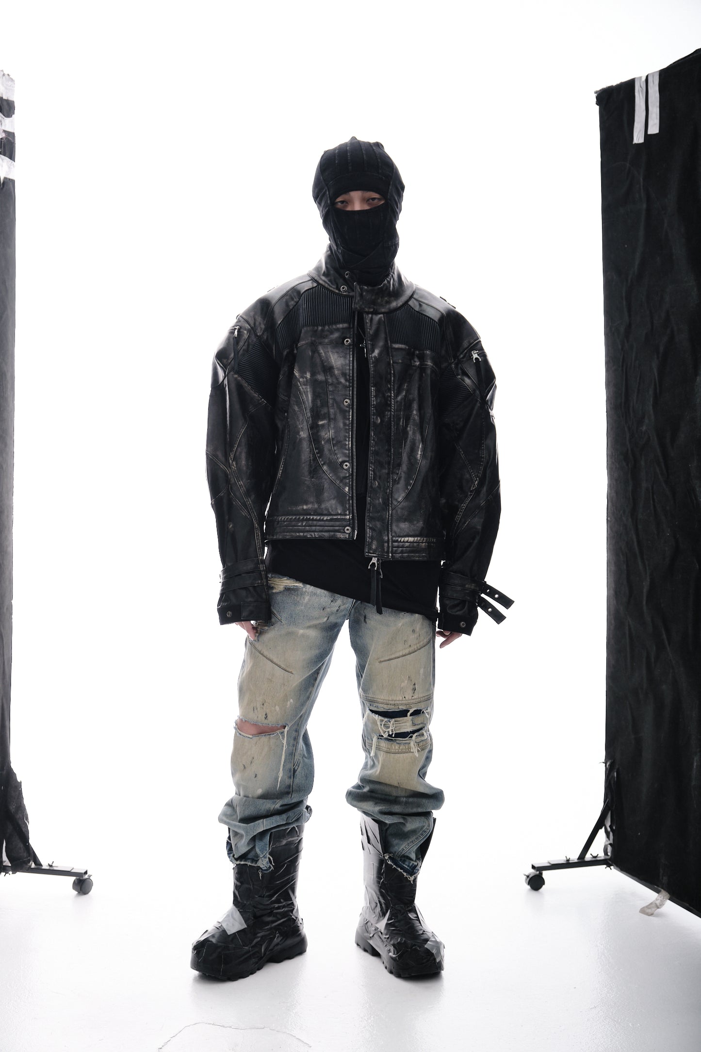Vintage leather biker jacket