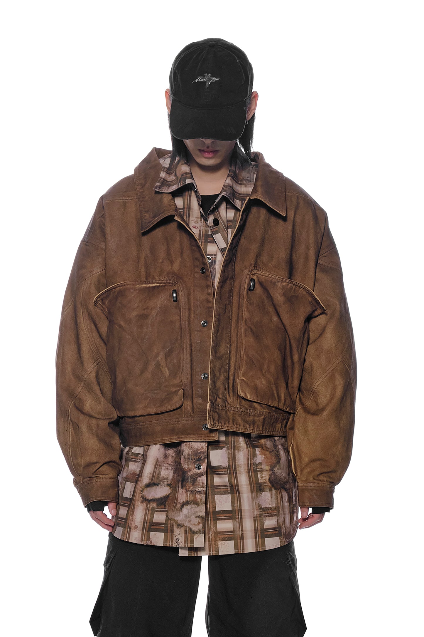 Wide Neck Waxed Cargo Jacket