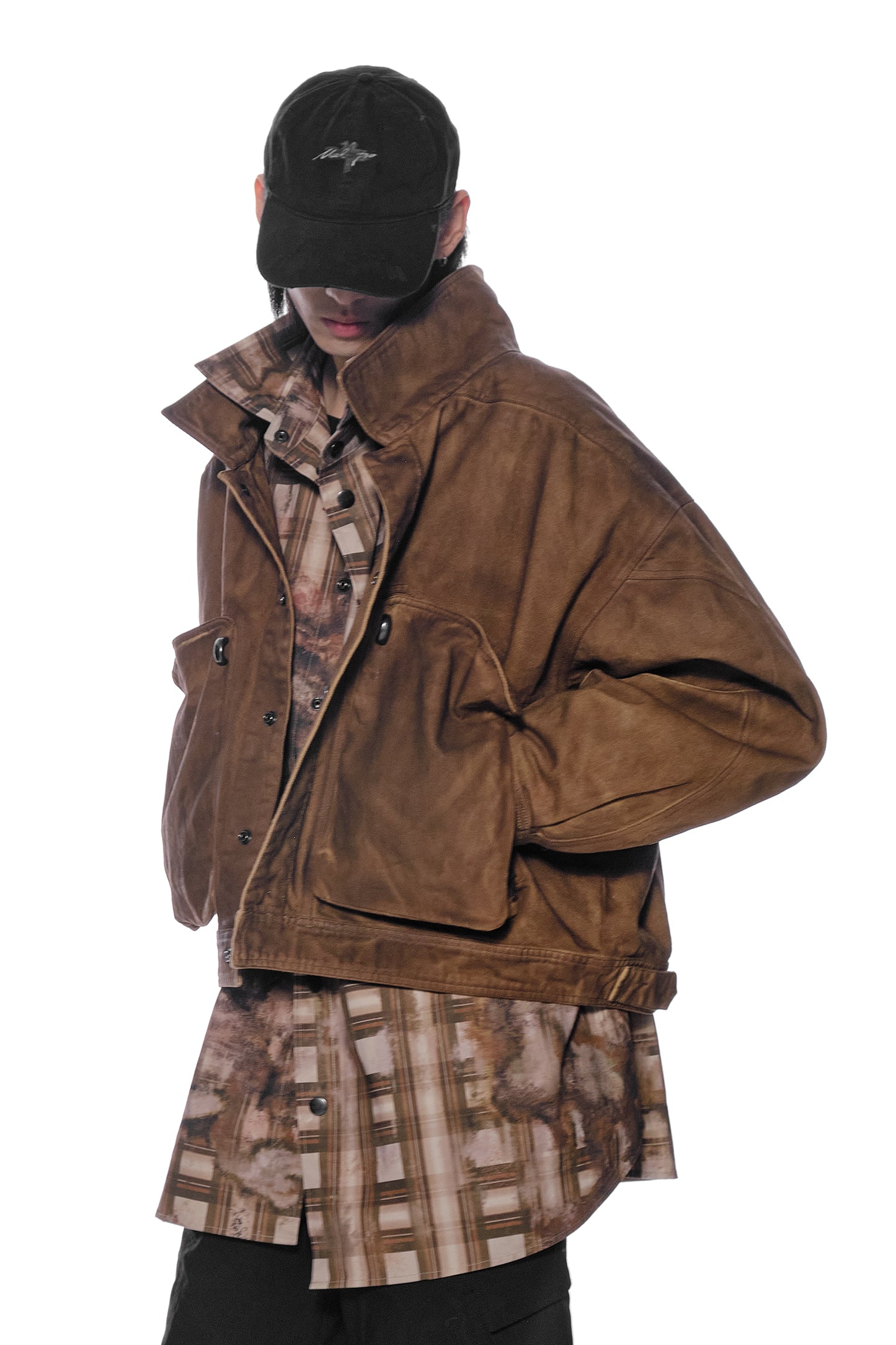 Wide Neck Waxed Cargo Jacket