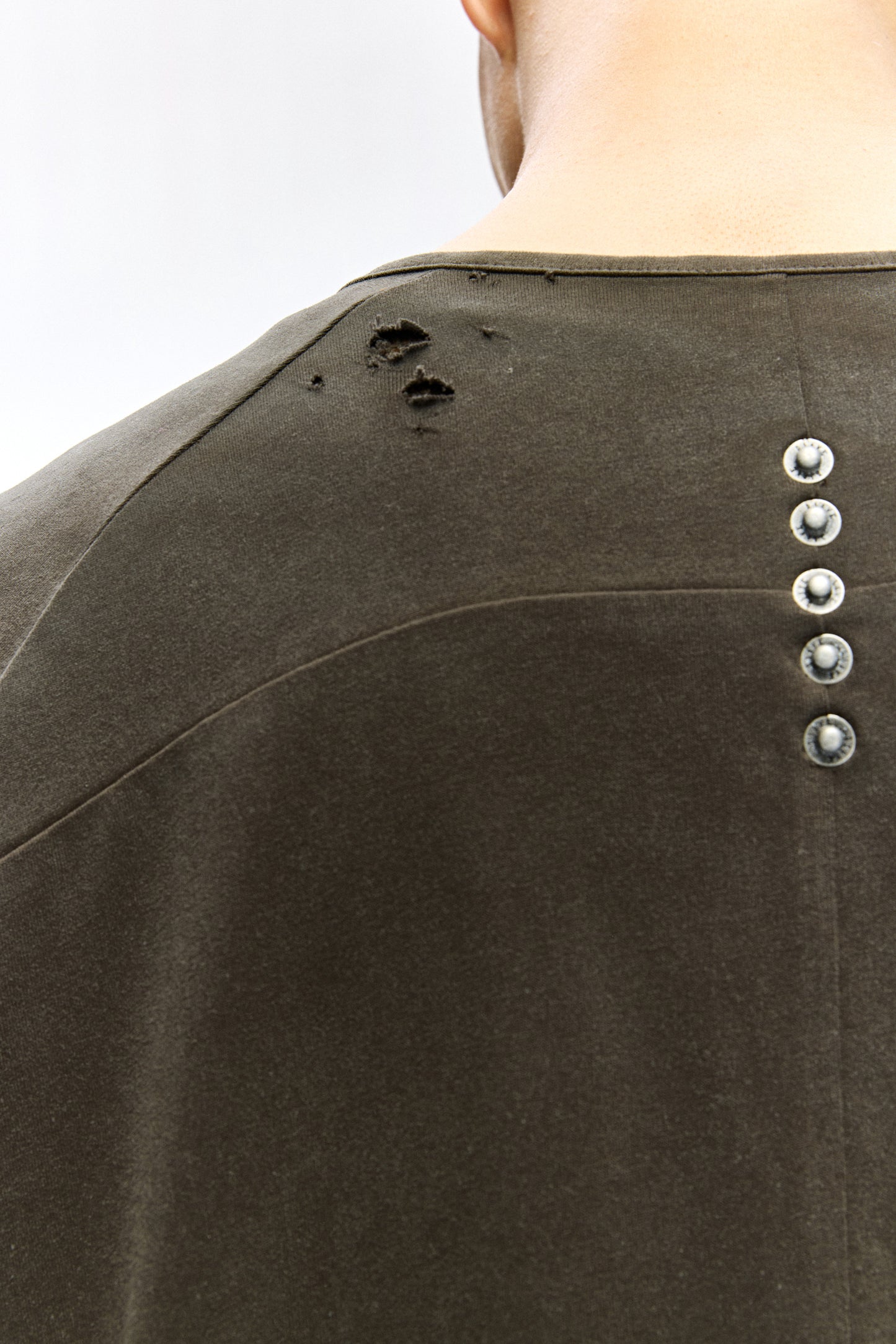 Mesmer Reversible Mesh-Paneled Distressed Cardigan
