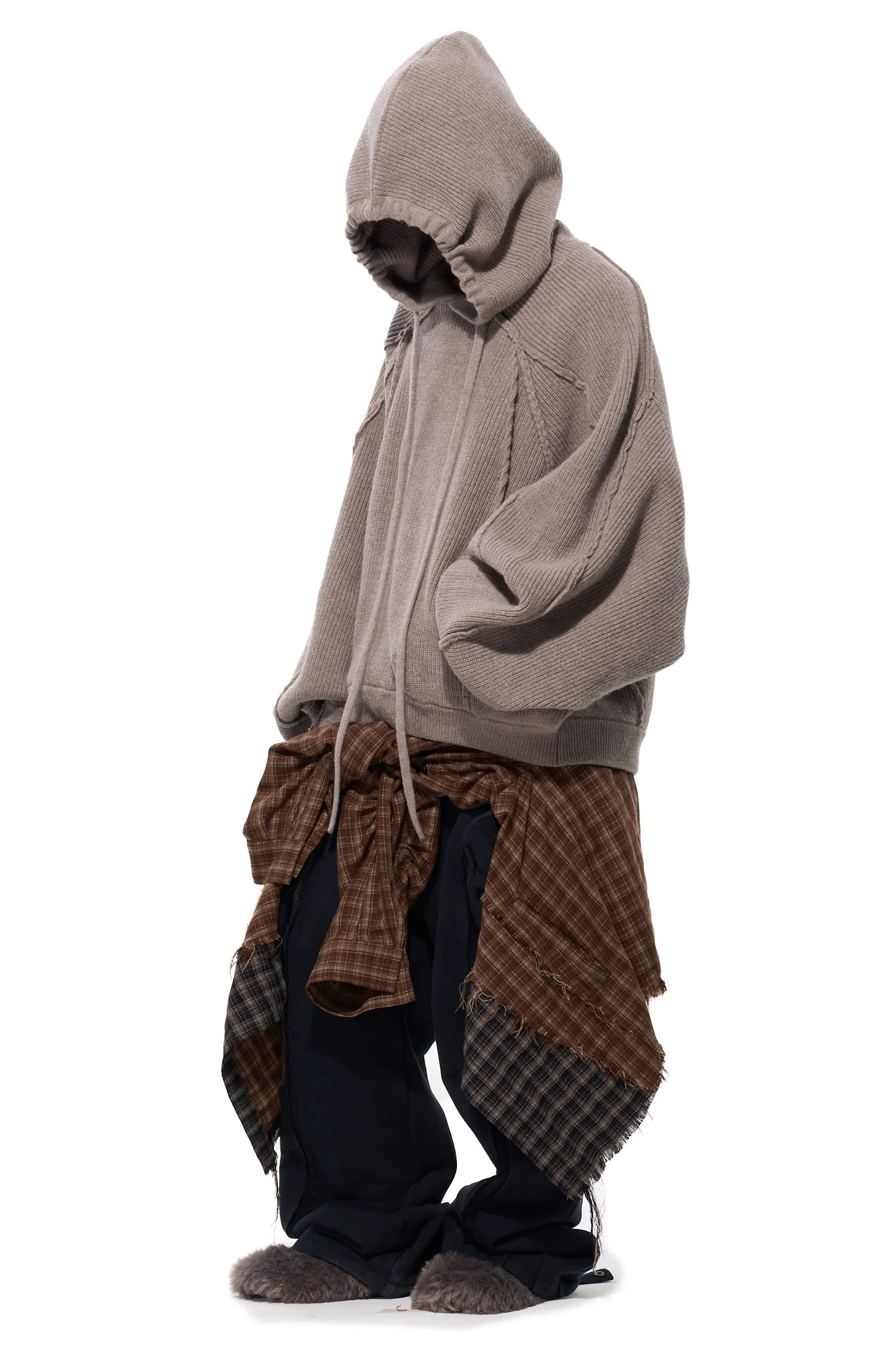 Hooded Oversized Knit Sweatshirt