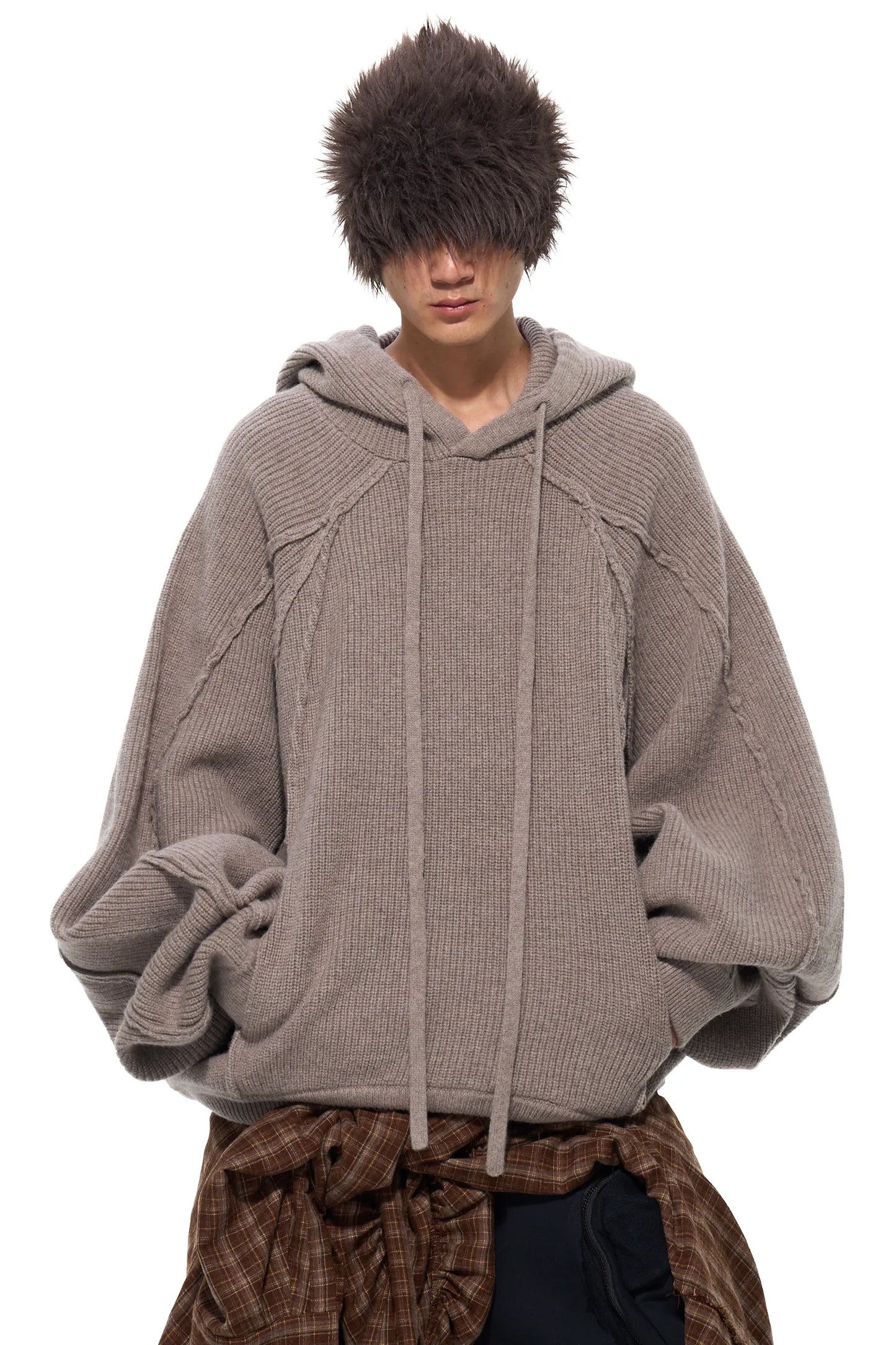 Hooded Oversized Knit Sweatshirt