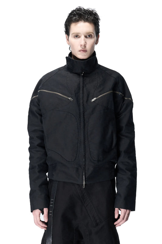 Multi-zip moleskin asymmetric jacket