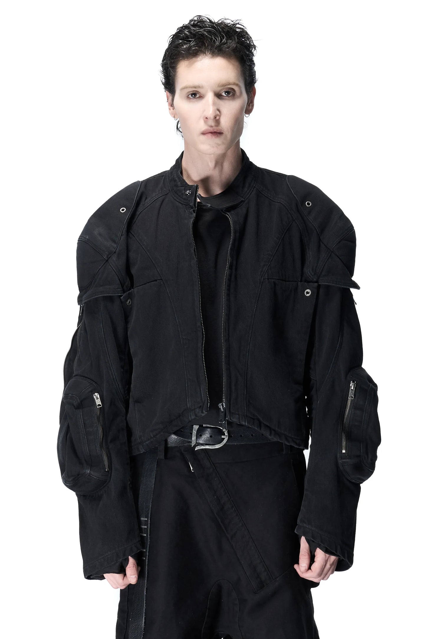 Washed denim boxing jacket