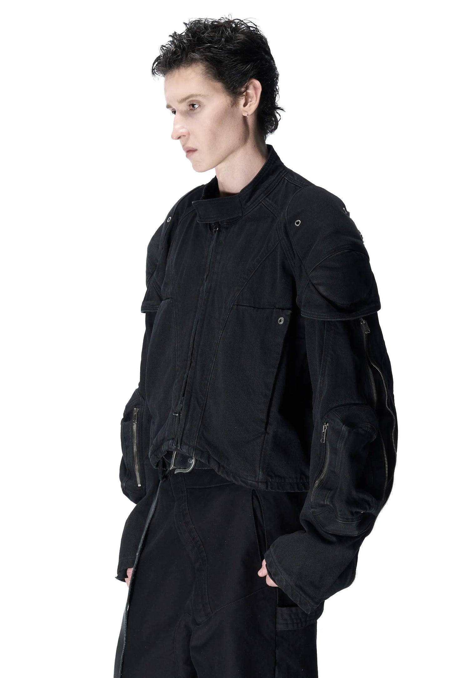 Washed denim boxing jacket