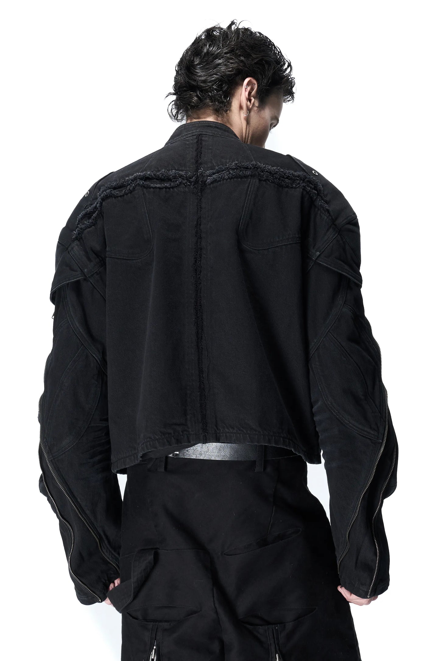 Washed denim boxing jacket