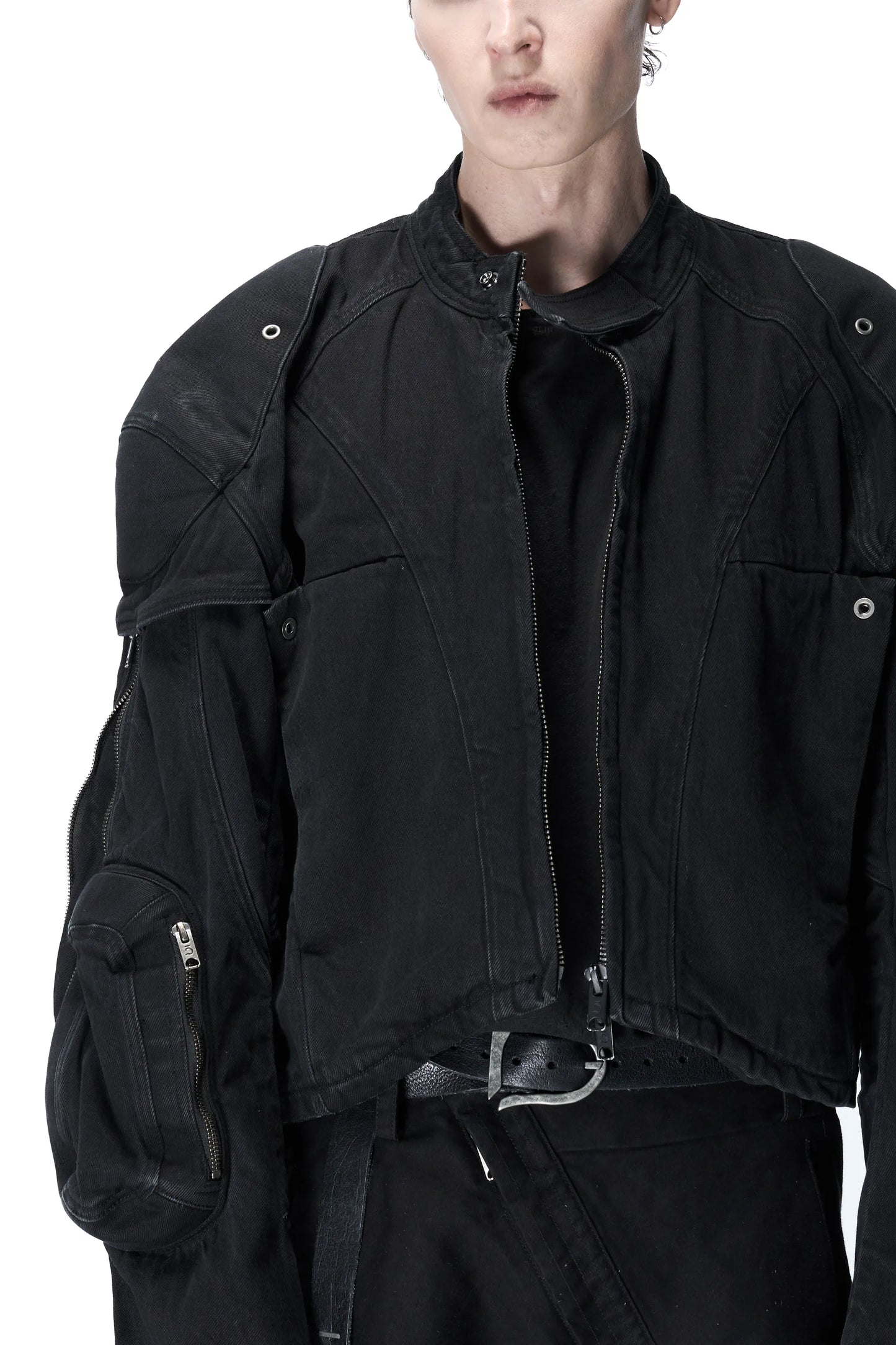 Washed denim boxing jacket