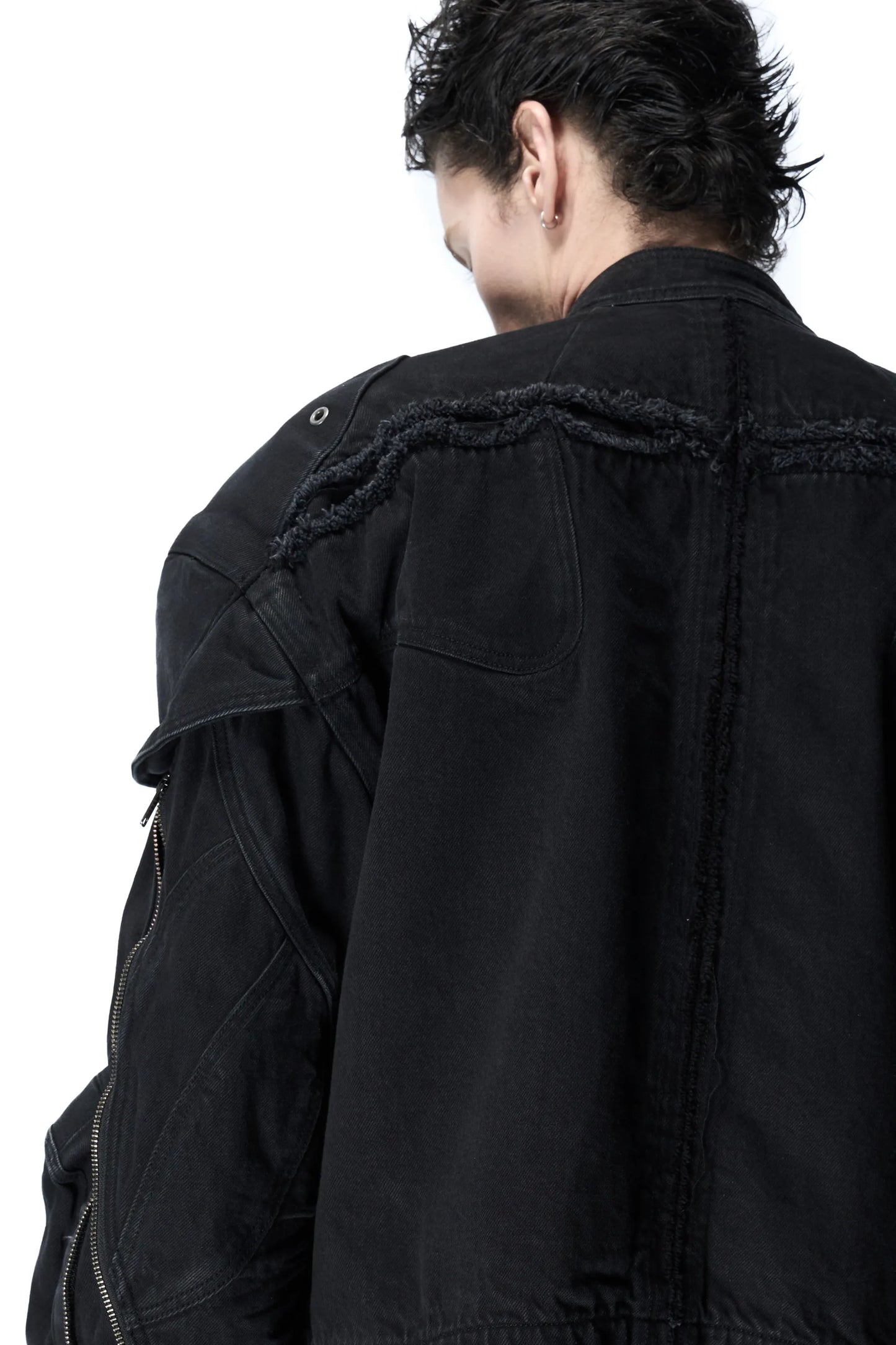 Washed denim boxing jacket