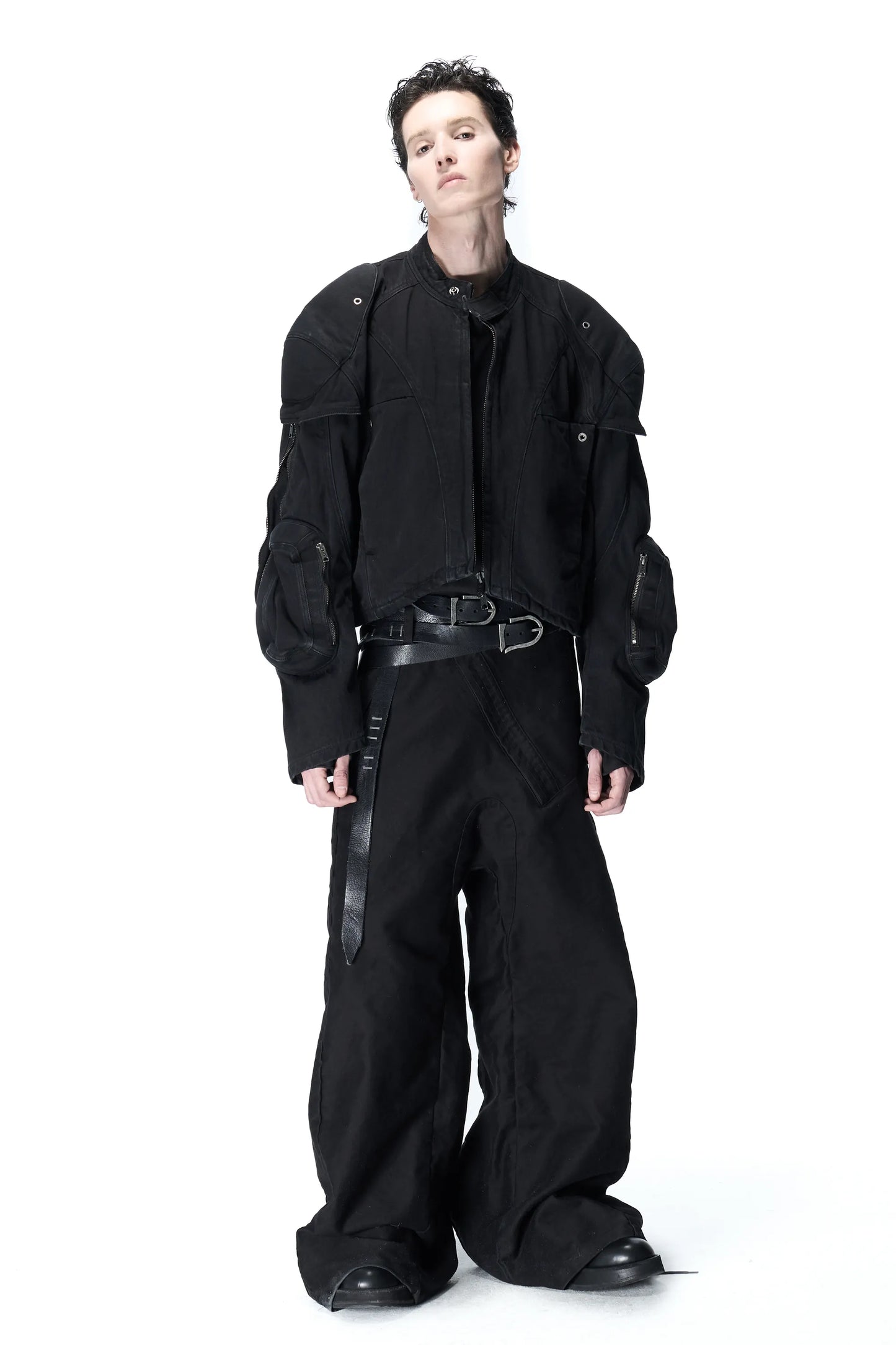 Washed denim boxing jacket