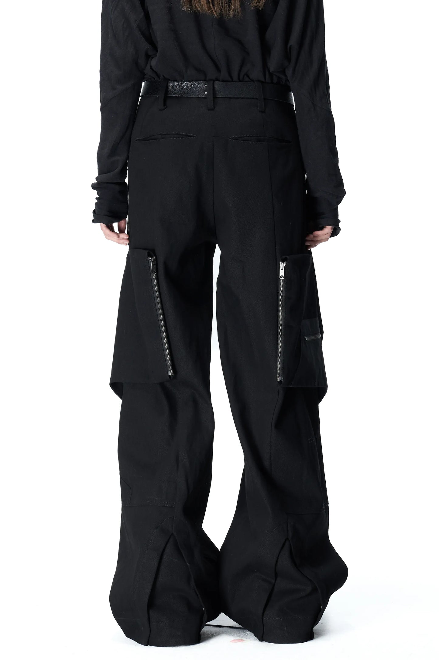 Multi-pocket wide-leg pants
