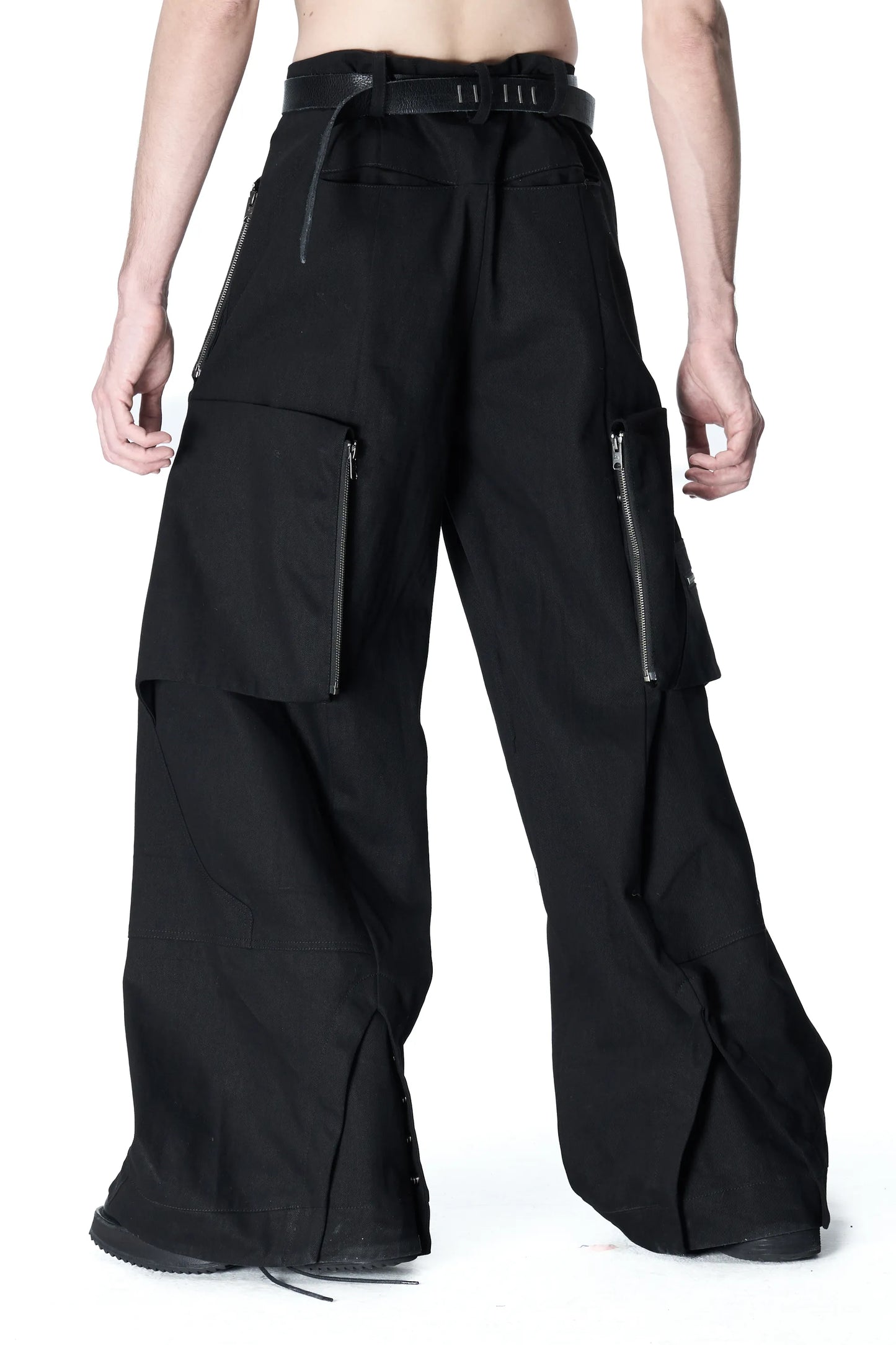 Multi-pocket wide-leg pants
