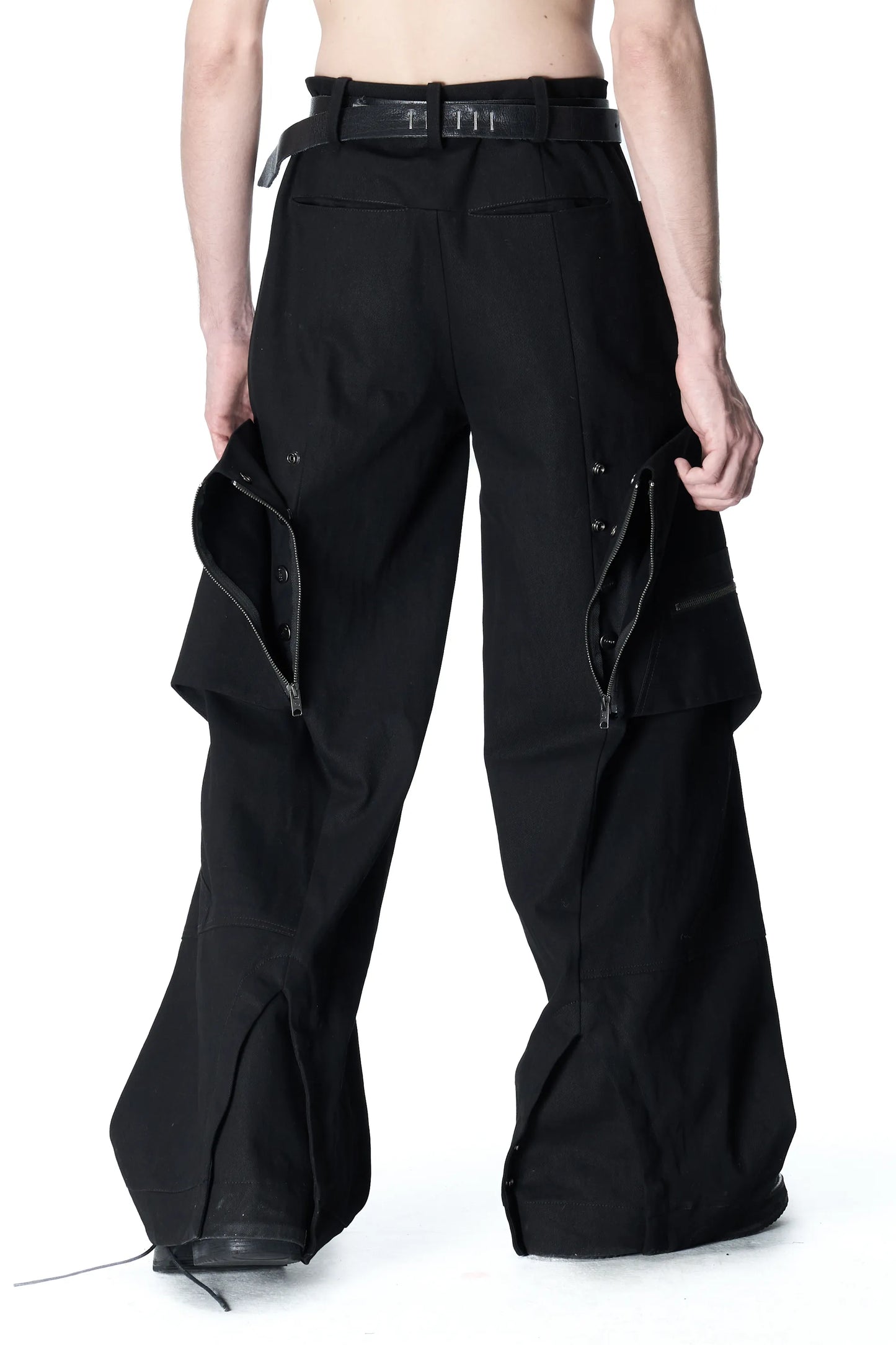 Multi-pocket wide-leg pants