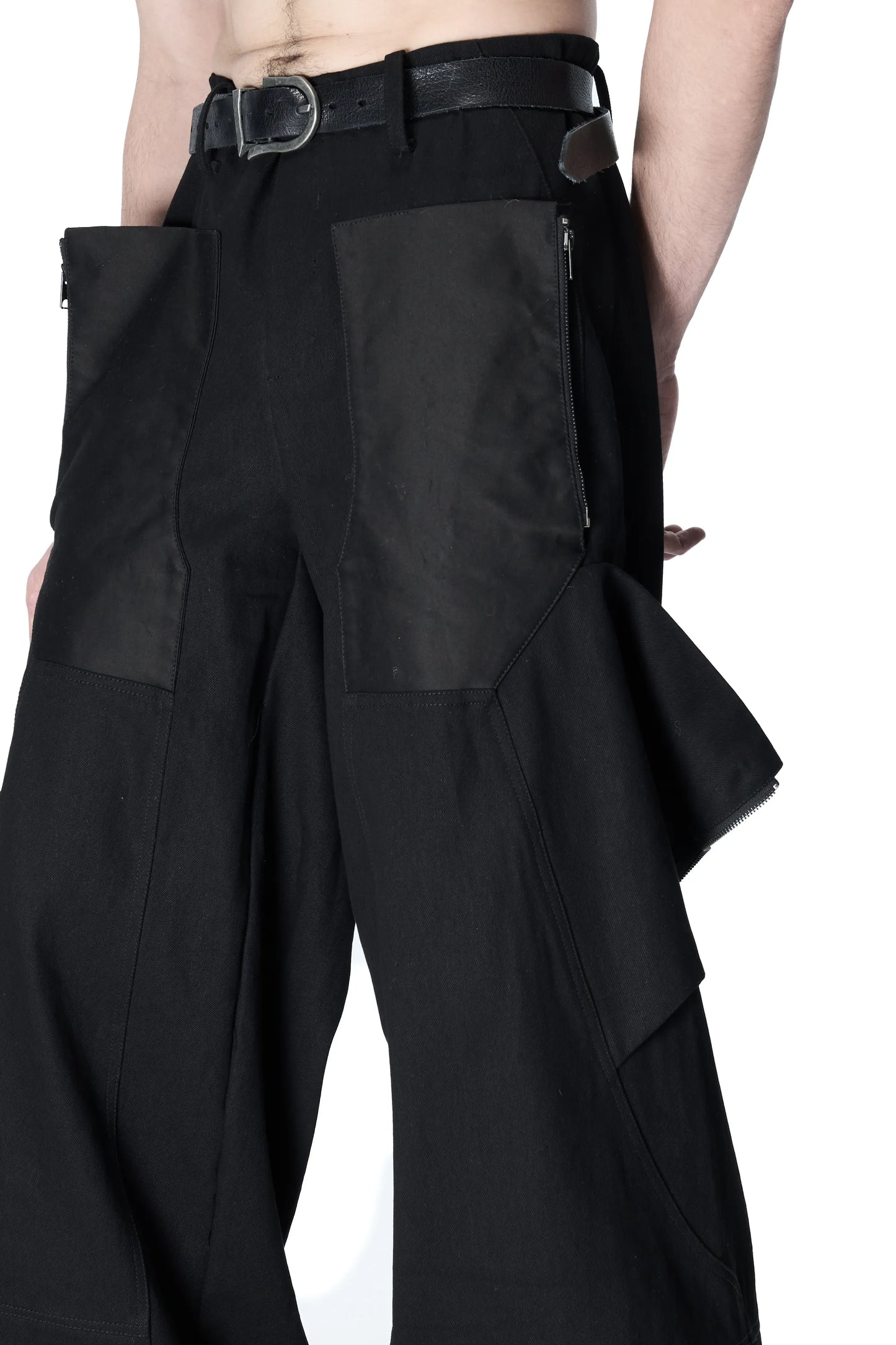 Multi-pocket wide-leg pants