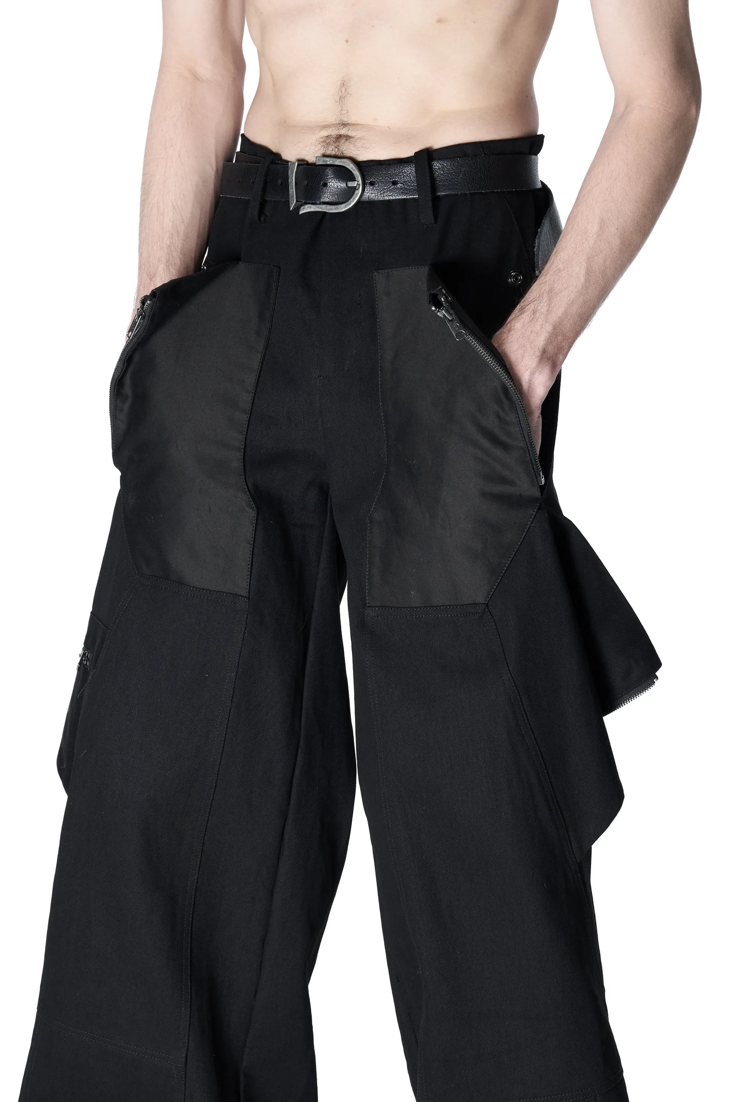 Multi-pocket wide-leg pants