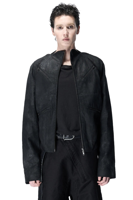 Spiral-sleeve raglan multi-pocket jacket