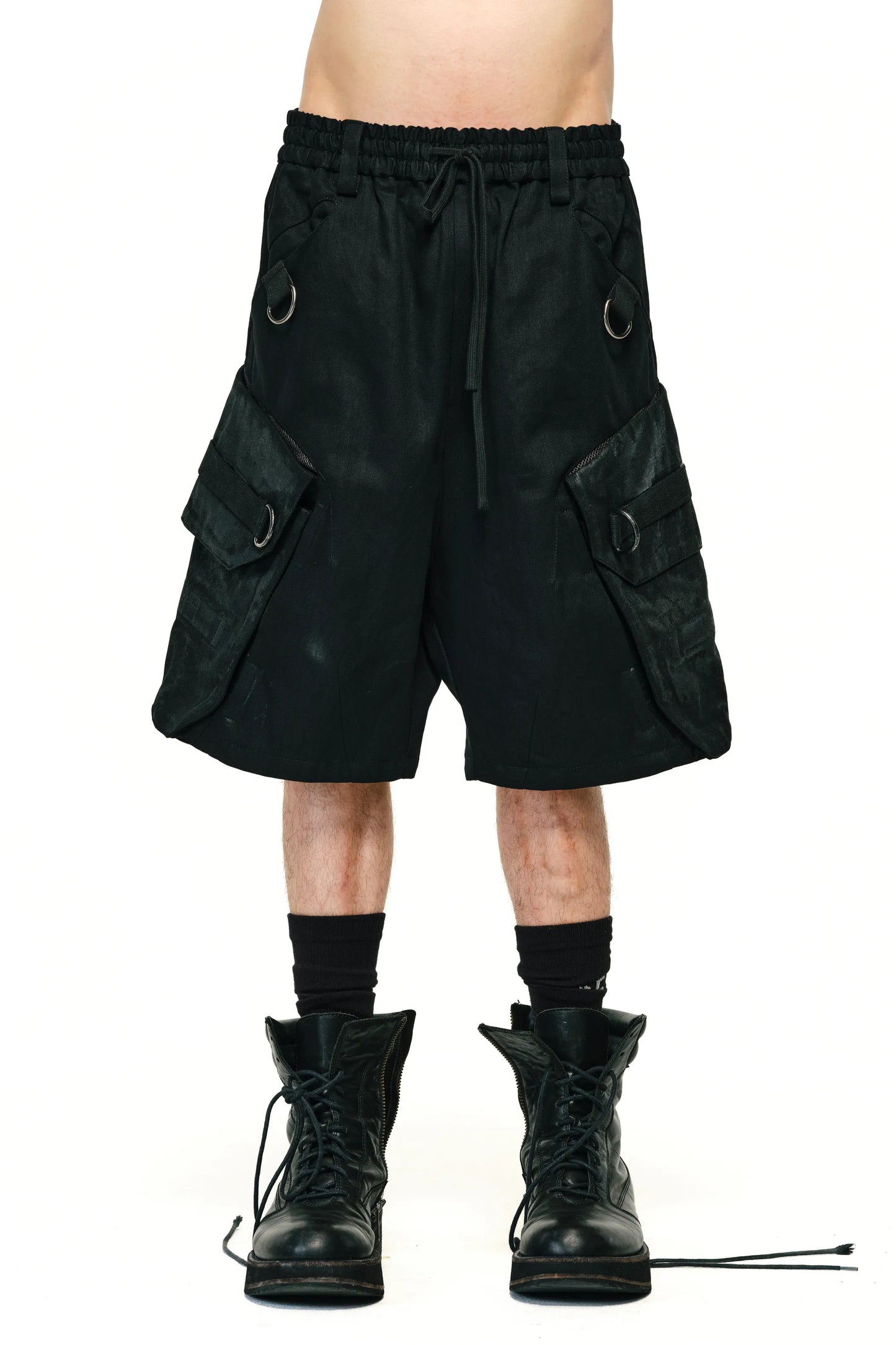 Waxed Voluminous Cargo Shorts