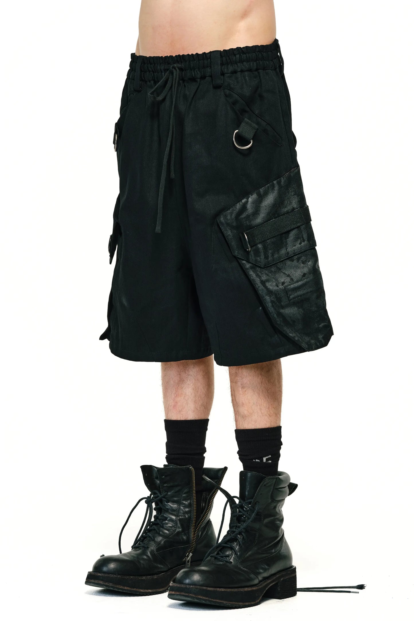 Waxed Voluminous Cargo Shorts