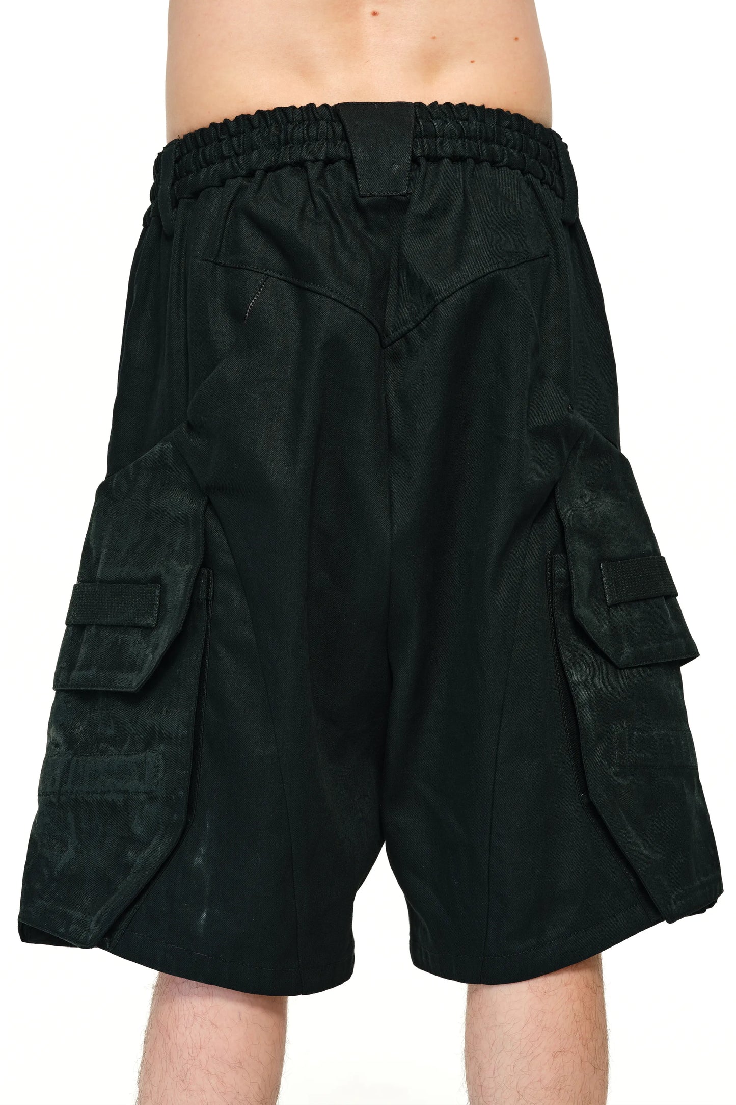 Waxed Voluminous Cargo Shorts