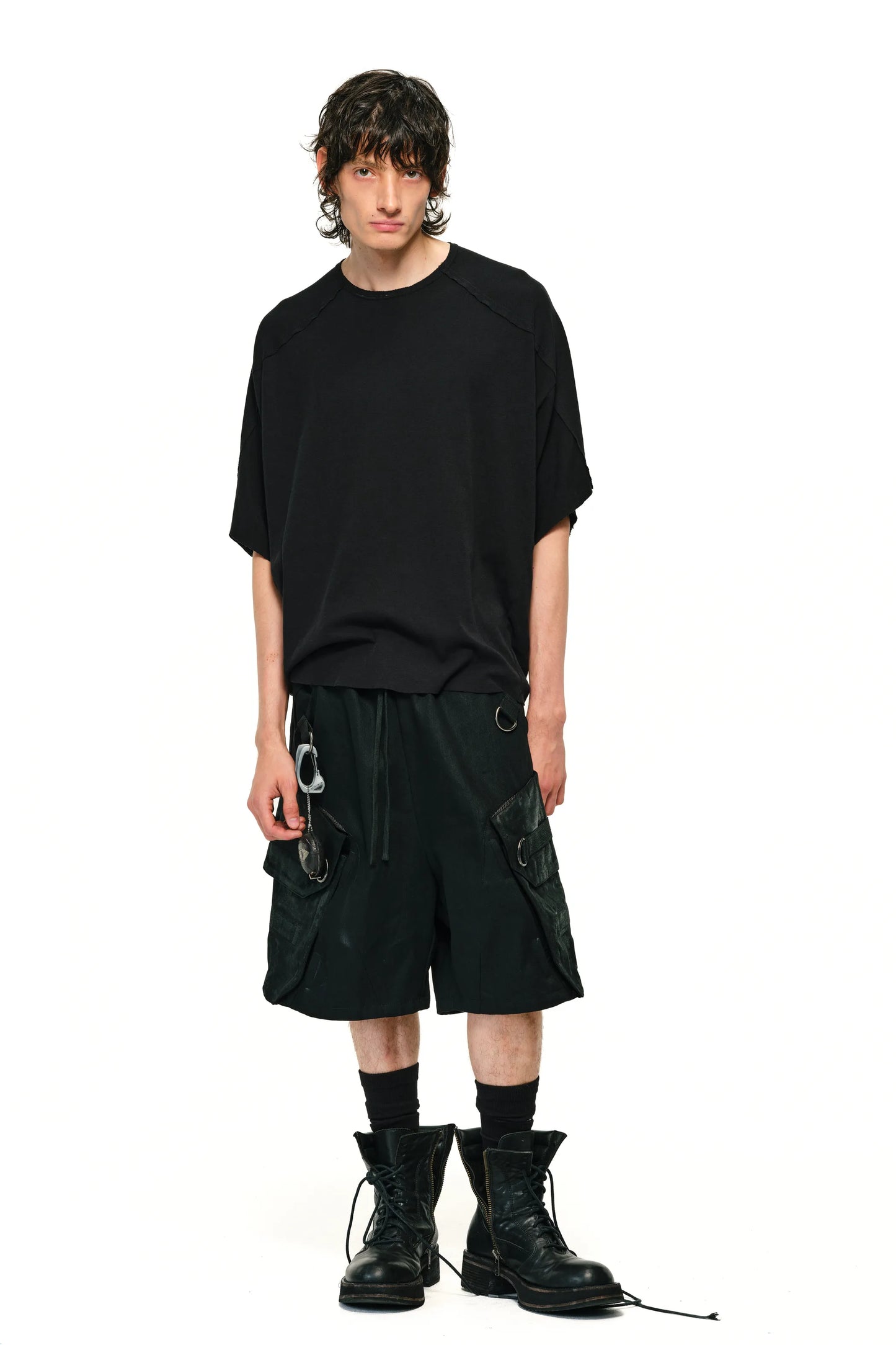 Waxed Voluminous Cargo Shorts