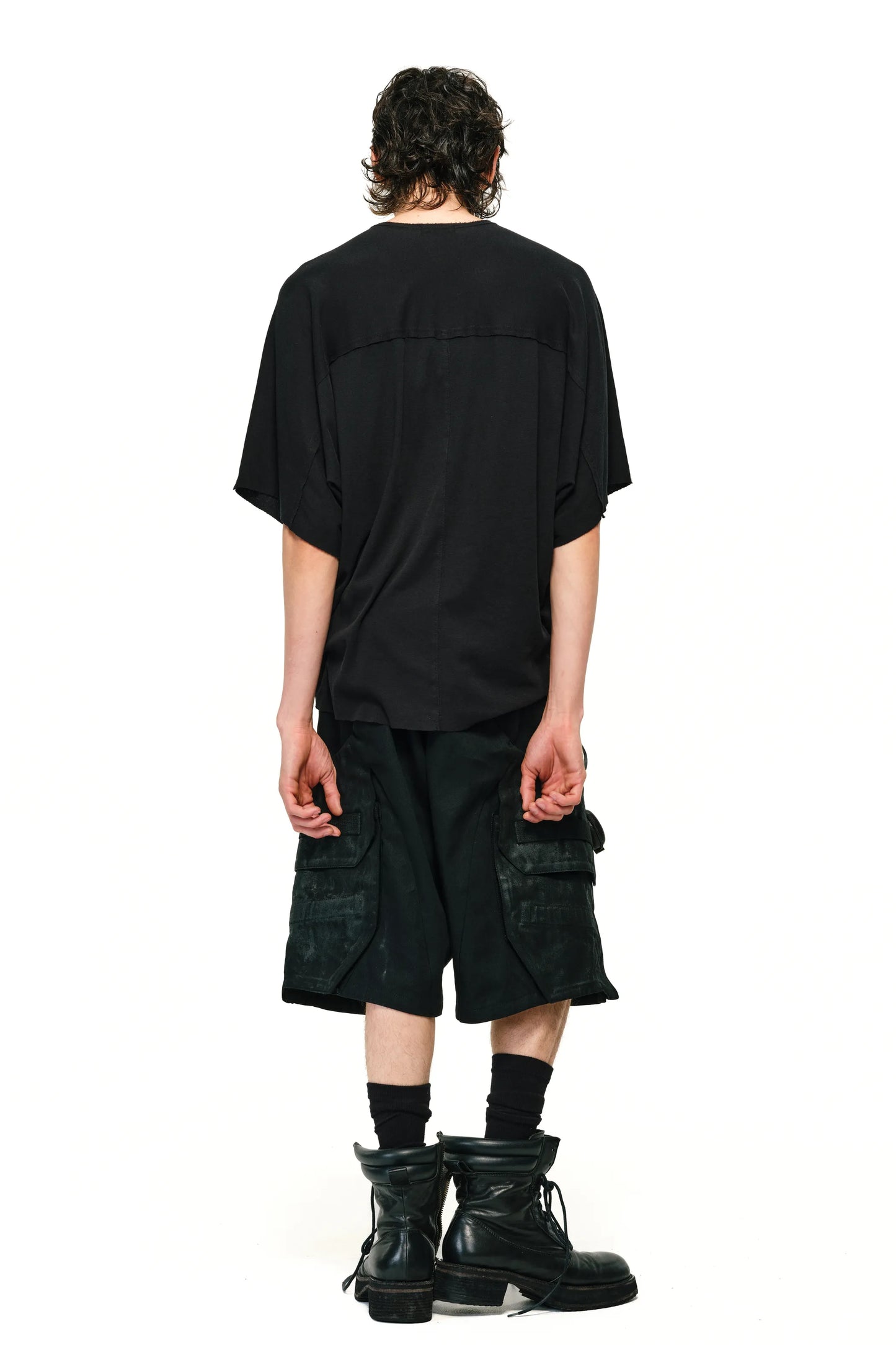 Waxed Voluminous Cargo Shorts