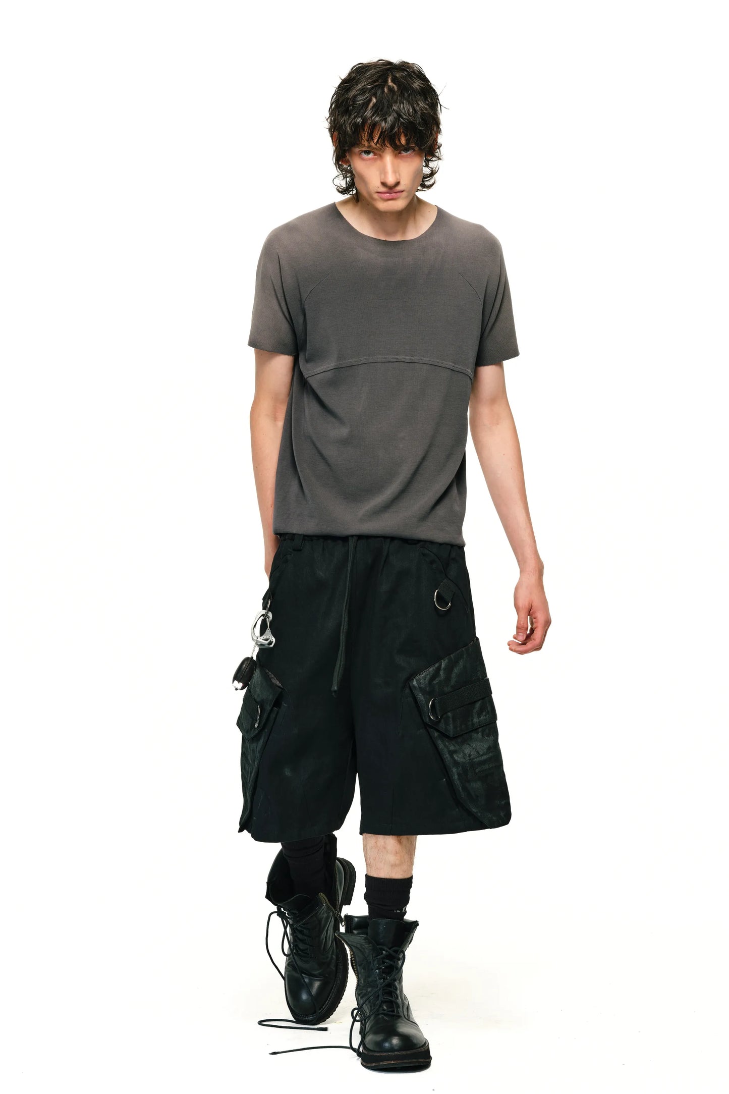 Waxed Voluminous Cargo Shorts